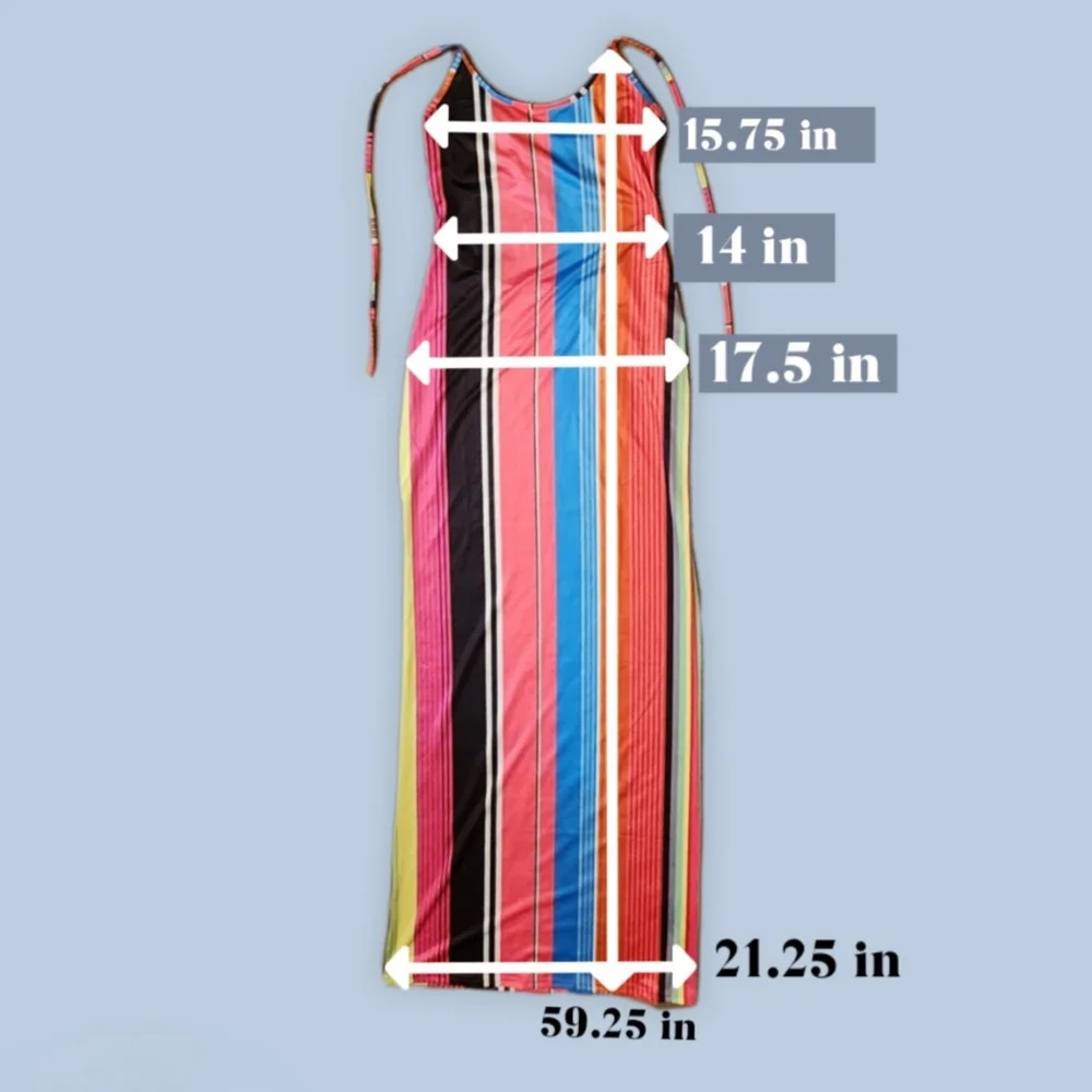 Full Strip Long Summer Dress - Picture 9 of 9